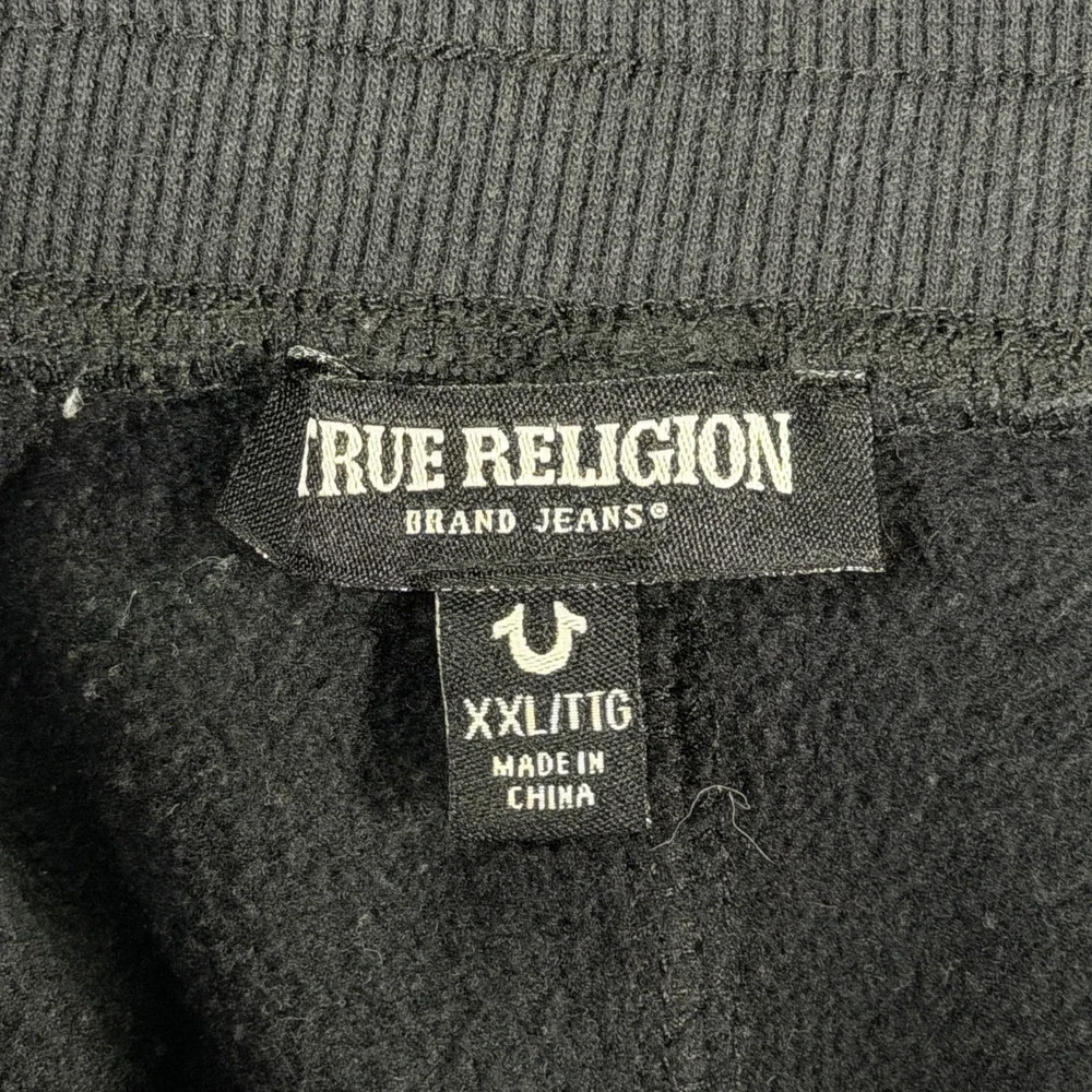 True Religion Mens Joggers Black Logo Waistband Drawstring Size XXL‎ Comfort